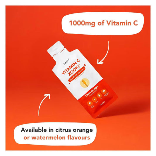 Zooki Liposomal Vitamin C 1000mg Orange Flavor Liquid Sachets 15ml, Pack of 14's Zooki