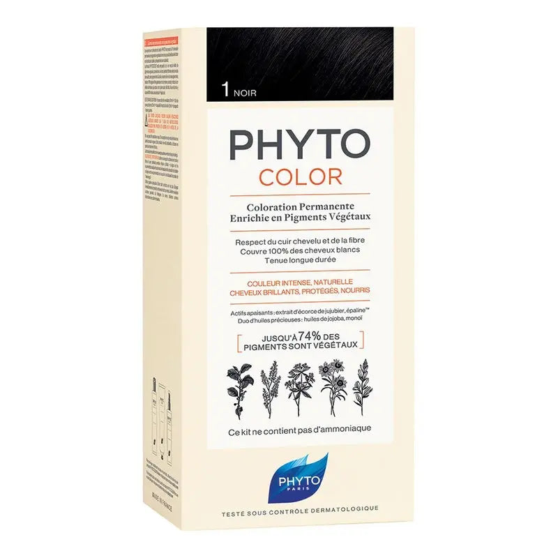 Phyto Phytocolor 1 Black Permanent Hair Color Kit Phyto