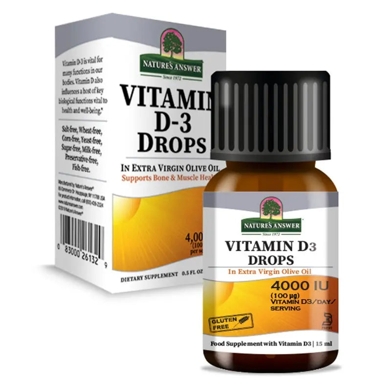 Nature's Answer Vitamin D3 4000IU Drops For Bone & Muscle Health, 15ml Nature's Answer
