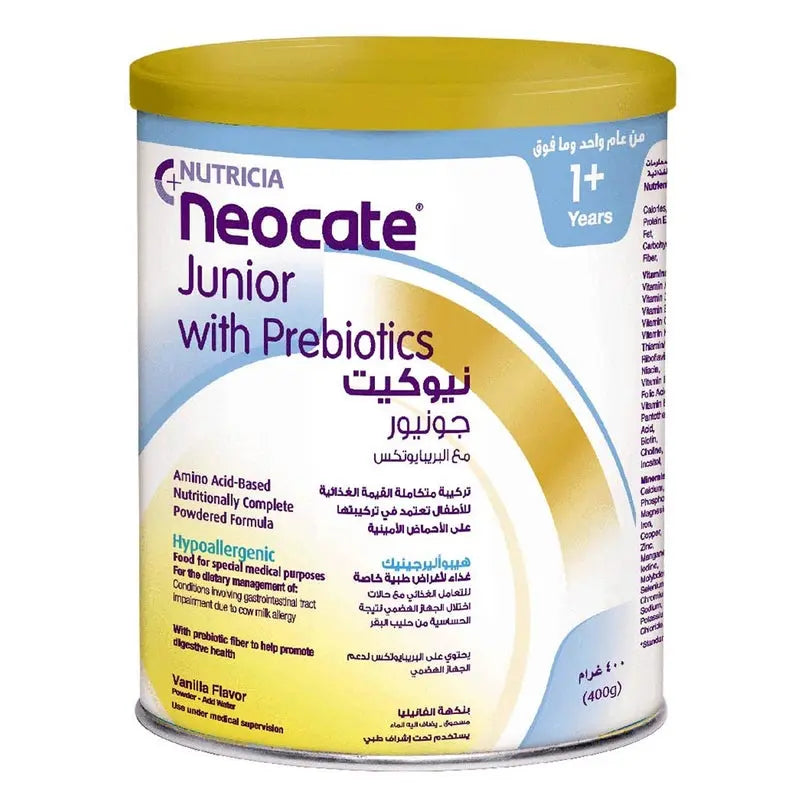 Nutricia Neocate Junior Hypoallergenic Toddlers Milk Formula With Prebiotics For 12+ Months Vanilla Flavour 400g Nutricia