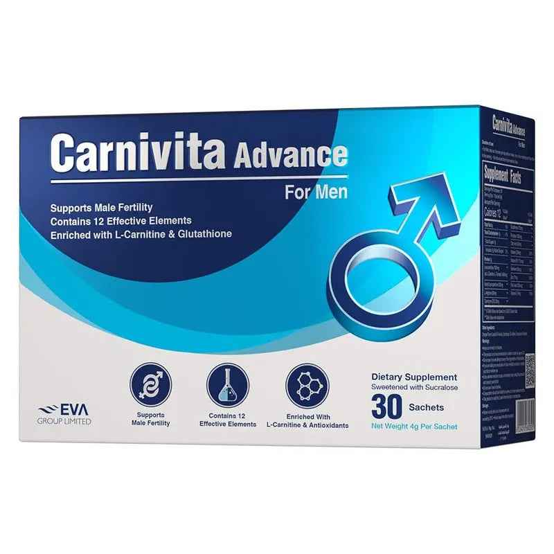 Eva pharma carnivita advance oral powder sachets for men, pack of 30's