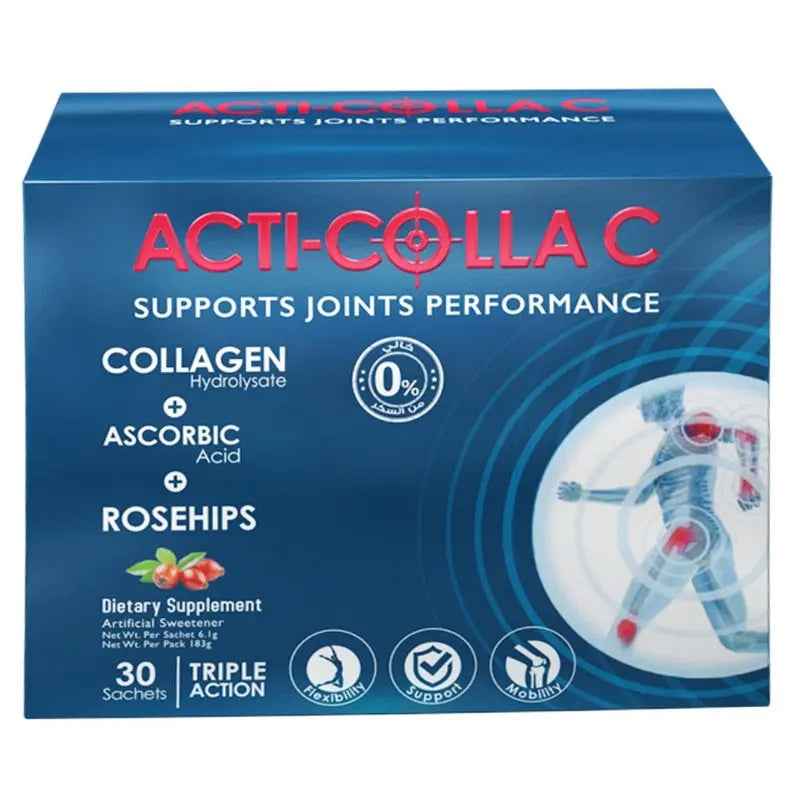 Eva pharma acti-colla c triple action oral powder sachets for joint support, pack of 30's