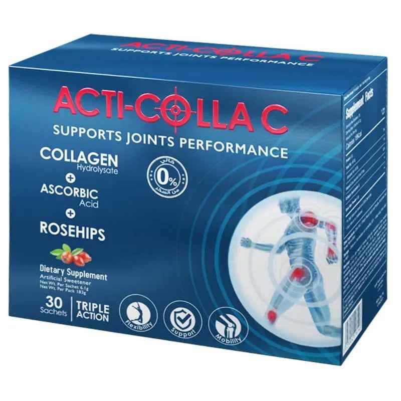 Eva pharma acti-colla c triple action oral powder sachets for joint support, pack of 30's