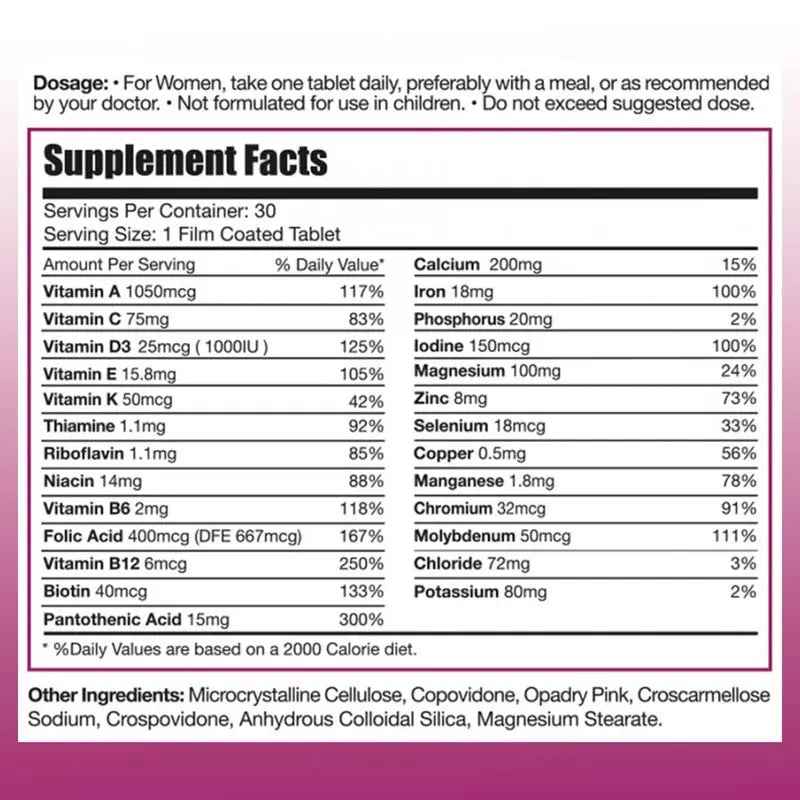 Eva pharma limitless woman max multivitamins & minerals supplement tablets, pack of 30's