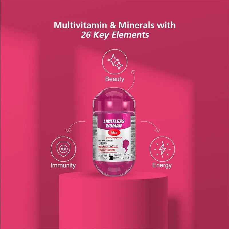 Eva pharma limitless woman max multivitamins & minerals supplement tablets, pack of 30's