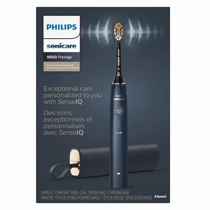 Philips Sonicare 9900 Prestige Rechargeable Electric Power Toothbrush With SenseIQ & AI-powered Sonicare App, Colour Midnight Blue - HX9992/22,Certified UAE 3 Pin Philips Sonicare