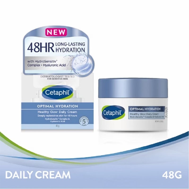 Cetaphil Optimal Hydration Healthy Glow Daily Moisturizing Cream For Dry or Dehydrated Skin 48g