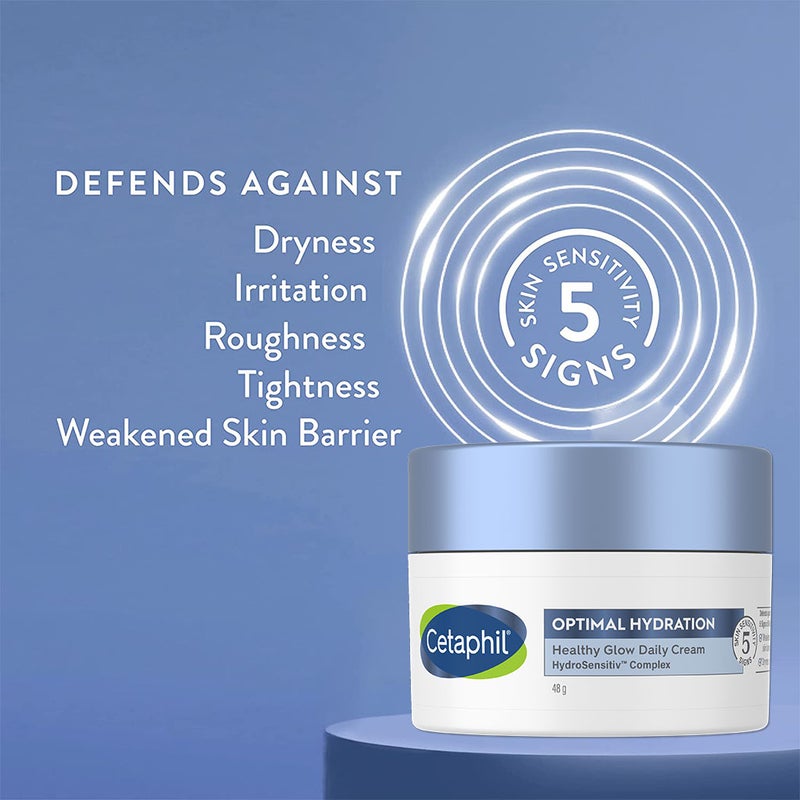 Cetaphil Optimal Hydration Healthy Glow Daily Moisturizing Cream For Dry or Dehydrated Skin 48g