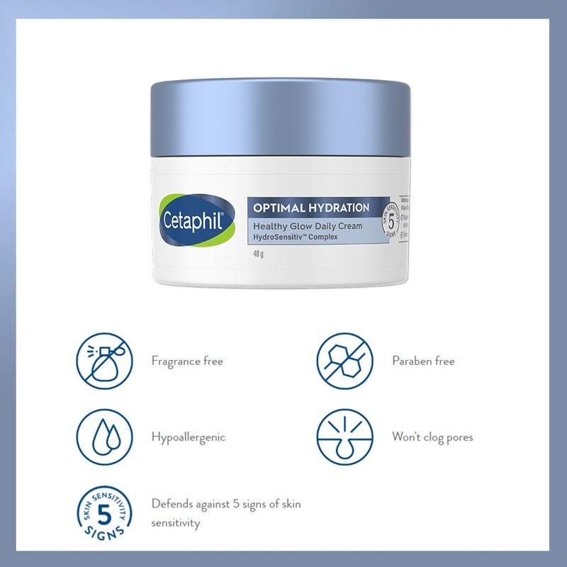 Cetaphil Optimal Hydration Healthy Glow Daily Moisturizing Cream For Dry or Dehydrated Skin 48g