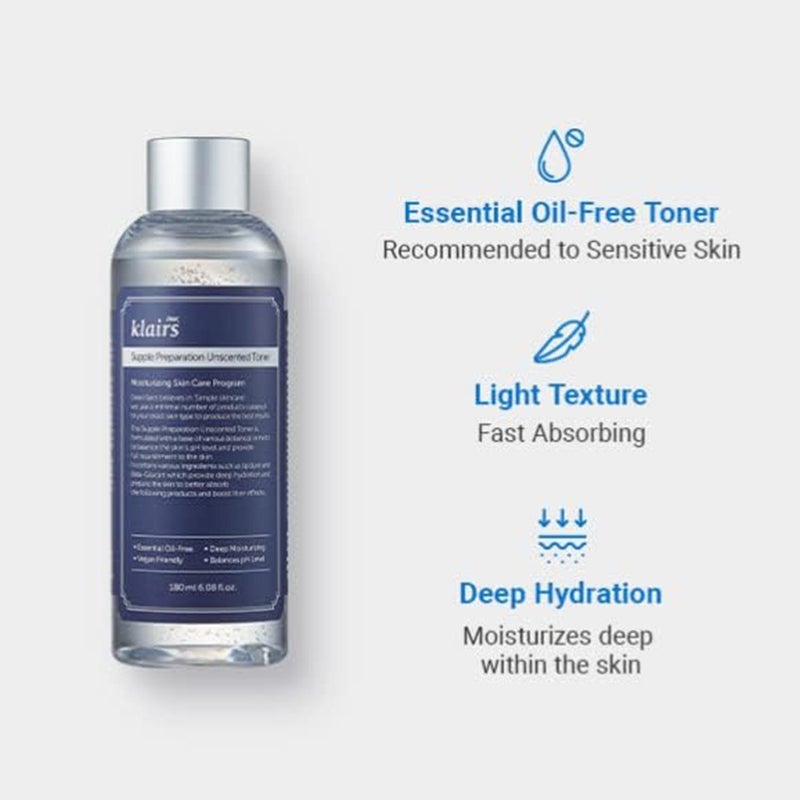 Dear Klairs Supple Preparation Unscented Moisturizing Facial Toner 180ml Dear Klairs