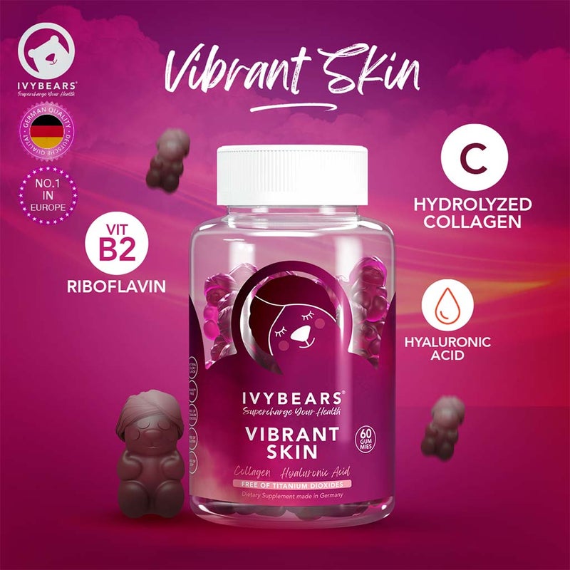 Ivybears Vibrant Skin Gummies With Collagen & Hyaluronic Acid, Pack of 60's Ivybears
