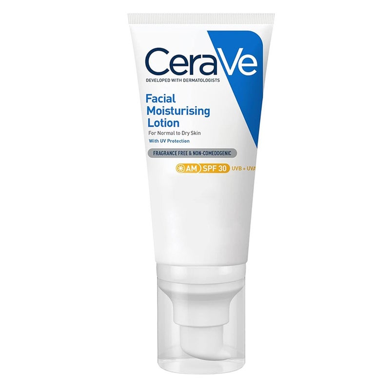 CeraVe AM Facial Moisturizing Lotion With UV Protection SPF30 For Normal To Dry Skin, Fragrance Free 52ml