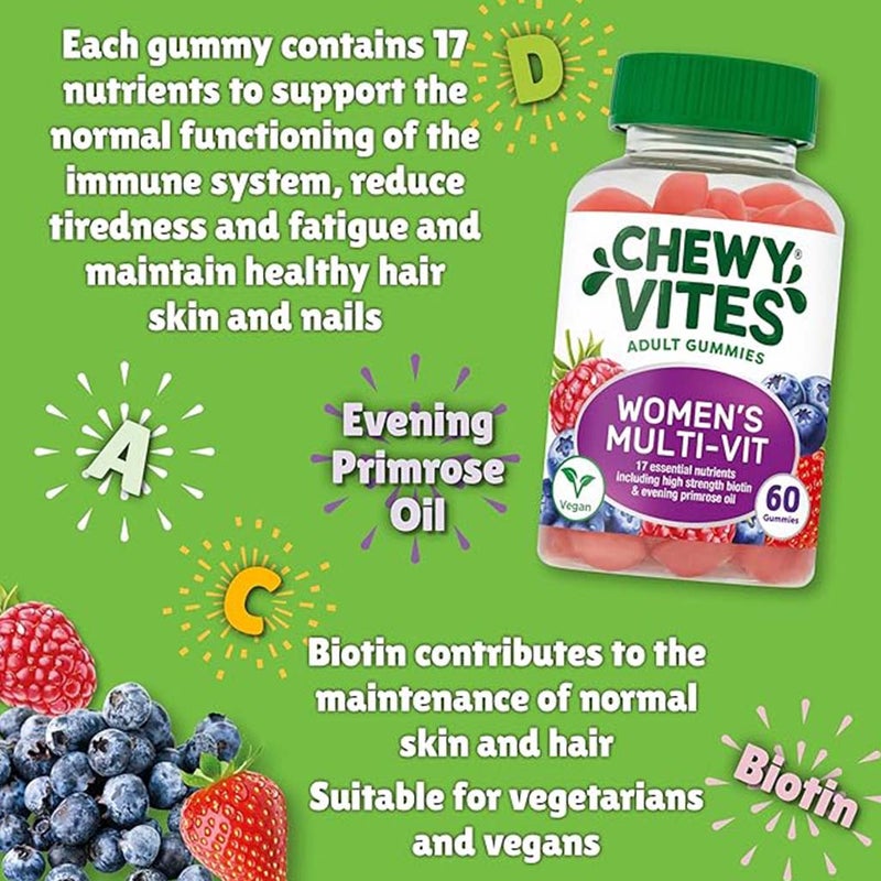 Chewy Vites Women's Multivitamin Supplement Adult Gummies, Pack of 60'S