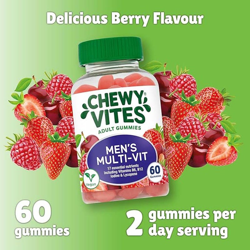 Chewy Vites Men's Multivitamin Supplement Adult Gummies, Pack of 60's Chewy Vites
