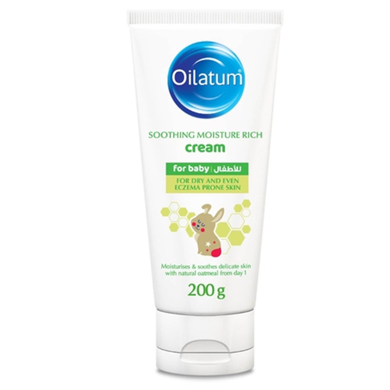 Oilatum Soothing Moisture Rich Baby Cream For Dry & Eczema Prone Skin, Fragrance Free - 0+ Months 200g