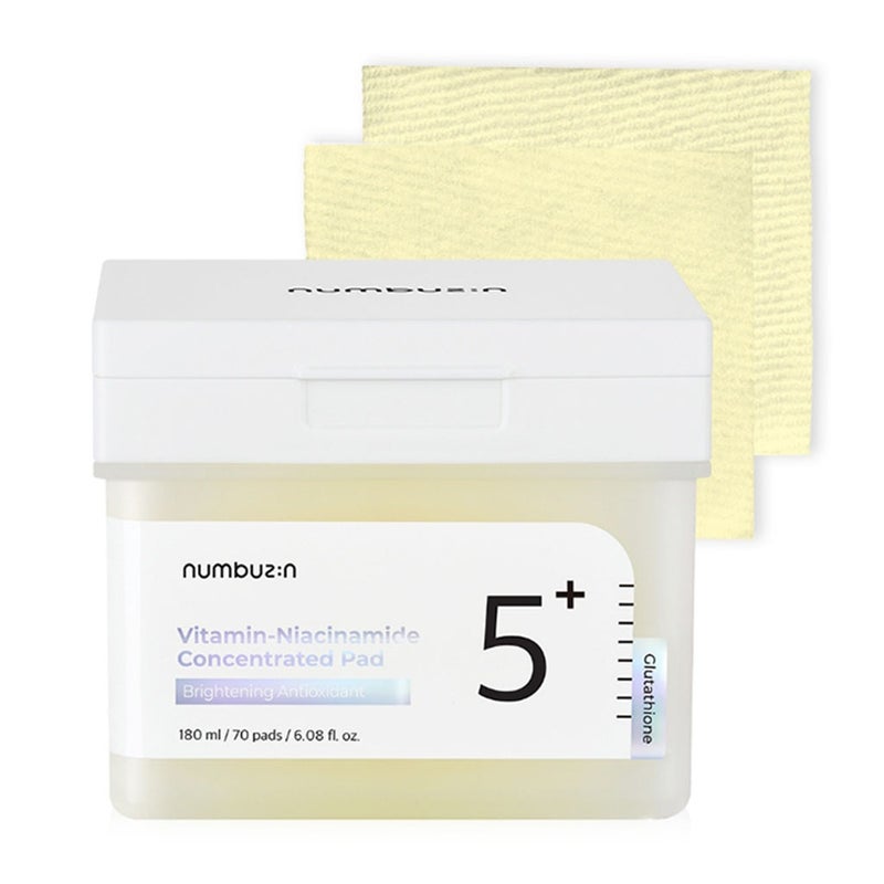 Numbuzin No 5+ Vitamin Niacinamide Concentrated Facial Pads With Glutathione 180ml, Pack of 70’s Numbuzin