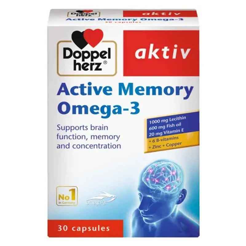 Doppelherz aktive memory omega 3 capsules for brain function support, pack of 30’s