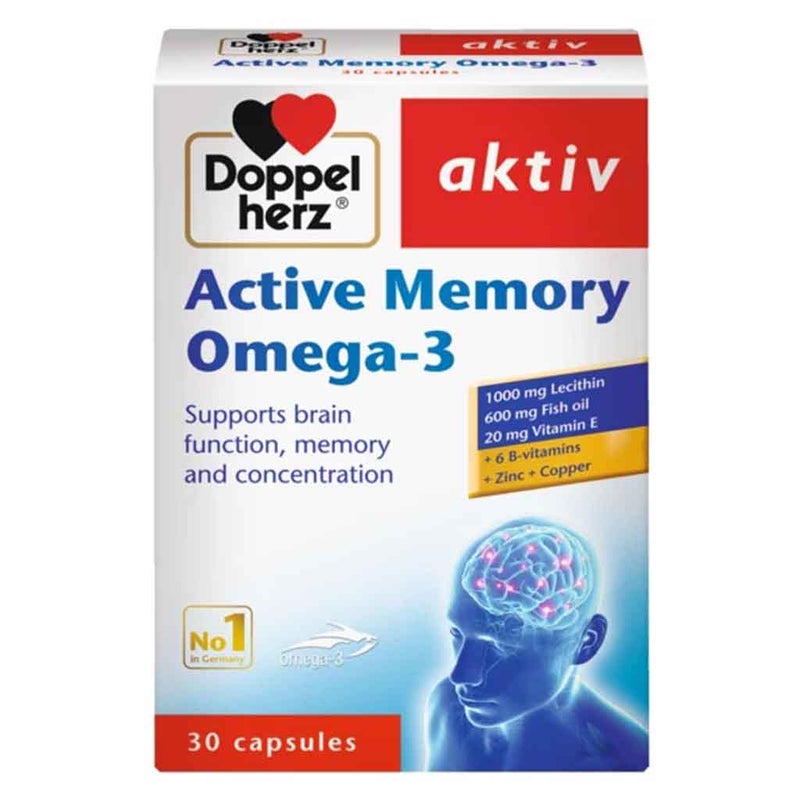 Doppelherz Aktive Memory Omega 3 Capsules For Brain Function Support, Pack of 30’s