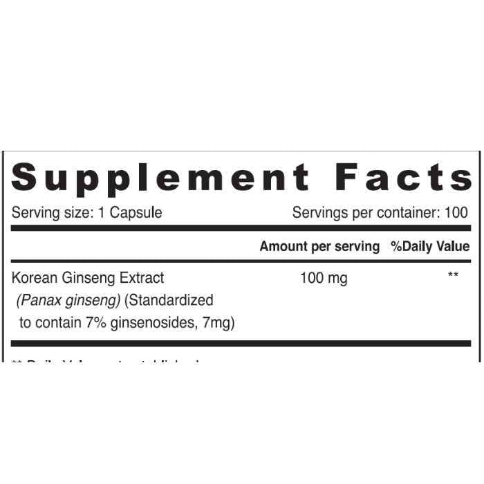 Sunshine Nutrition Korean Ginseng 100 Capsules