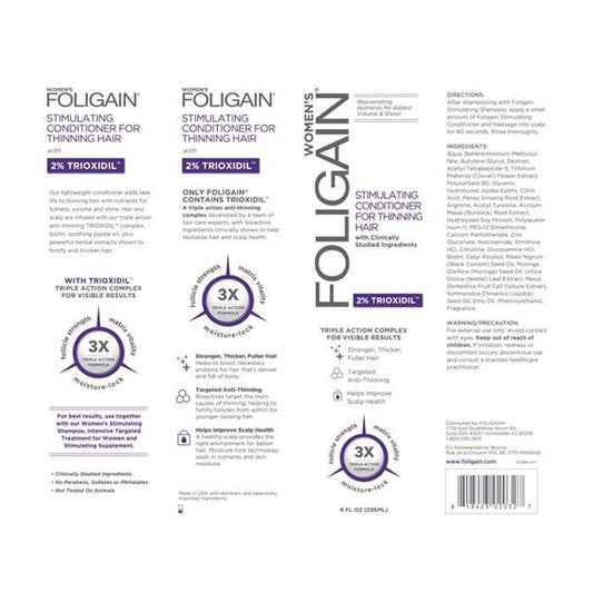 Foligain Triple Action Conditioner for Thinning Hair for Women with 2% Trioxidil - 236 ml FOLIGAIN