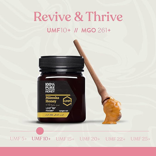 100% Pure New Zealand Manuka Honey UMF10+ MGO263+ 250g 100% Pure