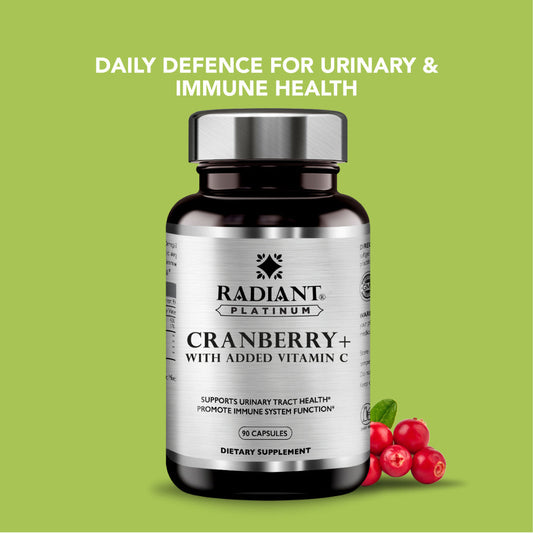 Radiant Platinum Cranberry with Vitamin C, Urinary Tract & Immune Support Supplement - 90 Capsules Radiant Platinum