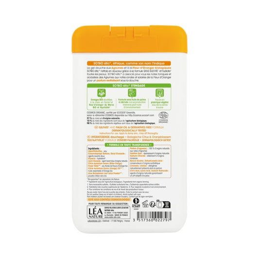 So Bio Etic Organic Citrus and Orange Blossom Shower Gel Sulfate-Free 99% Natural Origin 450ml So Bio Etic