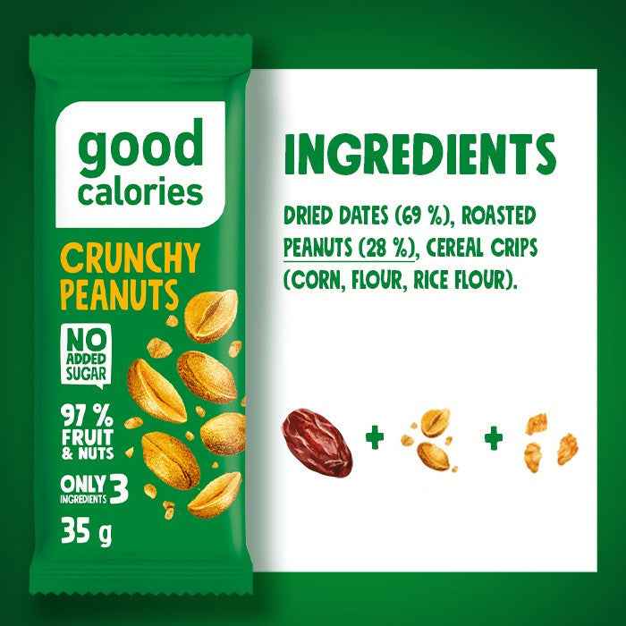 Good Calories Date Bar Crunchy Peanuts 35g With 97% Fruits & Nuts - Pack of 20 pcs