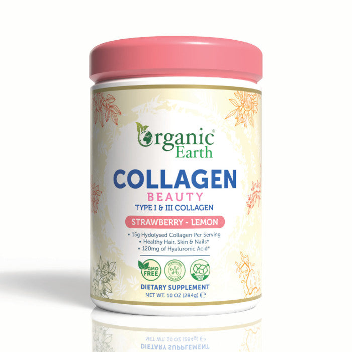 Organic Earth Organic Earth Collagen Beauty Strawberry-Lemon, Hydrolyzed Collagen with Hyaluronic Acid and Vitamin C - 284g - Image 3