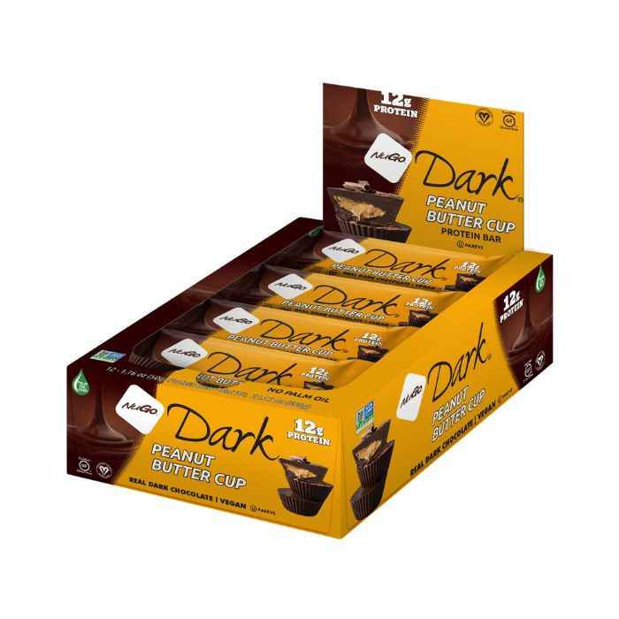 NuGo Dark Peanut Butter Cup Protein Bar 50g, 12g Vegan Protein, Gluten Free, Non-GMO, Pack of 12 pcs
