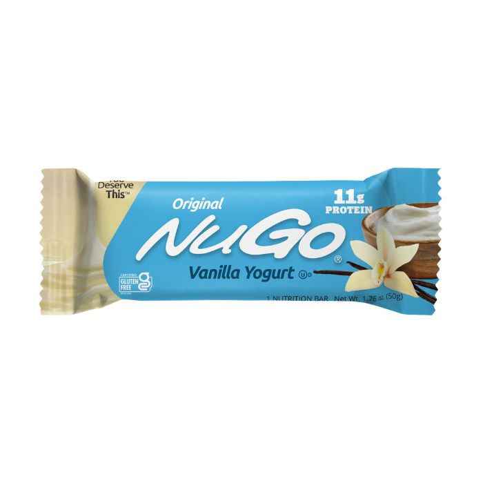 NuGo Original Vanilla Yogurt Protein Bar 50g, 11g Protein, Gluten Free Snack with Added Vitamins, Pack of 15 pcs
