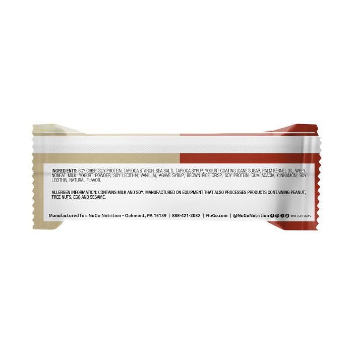 NuGo Original Churro Protein Bar 50g, 15g Protein, Gluten Free, Cinnamon Crunch Yogurt, Pack of 15 pcs NuGo