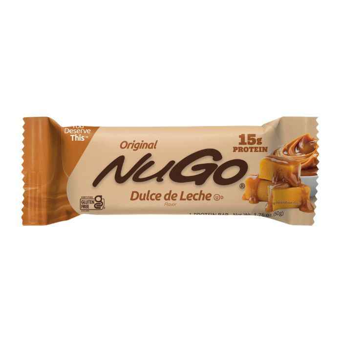 NuGo Original Dulce De Leche Bar 50g,15g Protein, Gluten Free Caramel-Inspired Crunchy Snack, Pack of 15 pcs