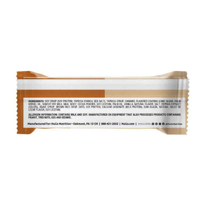 NuGo Original Dulce De Leche Bar 50g,15g Protein, Gluten Free Caramel-Inspired Crunchy Snack, Pack of 15 pcs