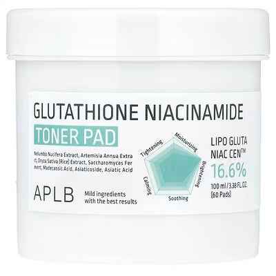 Aplb, glutathione niacinamide, toner pad, 60 pads, 3.38 fl oz (100 ml)