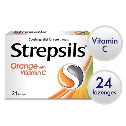 Strepsils Orange With Vitamin C 100 mg Lozenges 24's Strepsils
