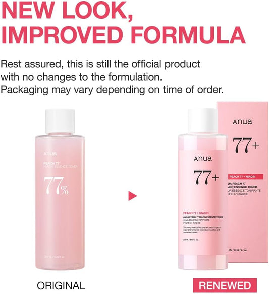 Anua Peach 77% Niacin Essence Facial Toner For Radiant & Plumping Skin 250ml Anua