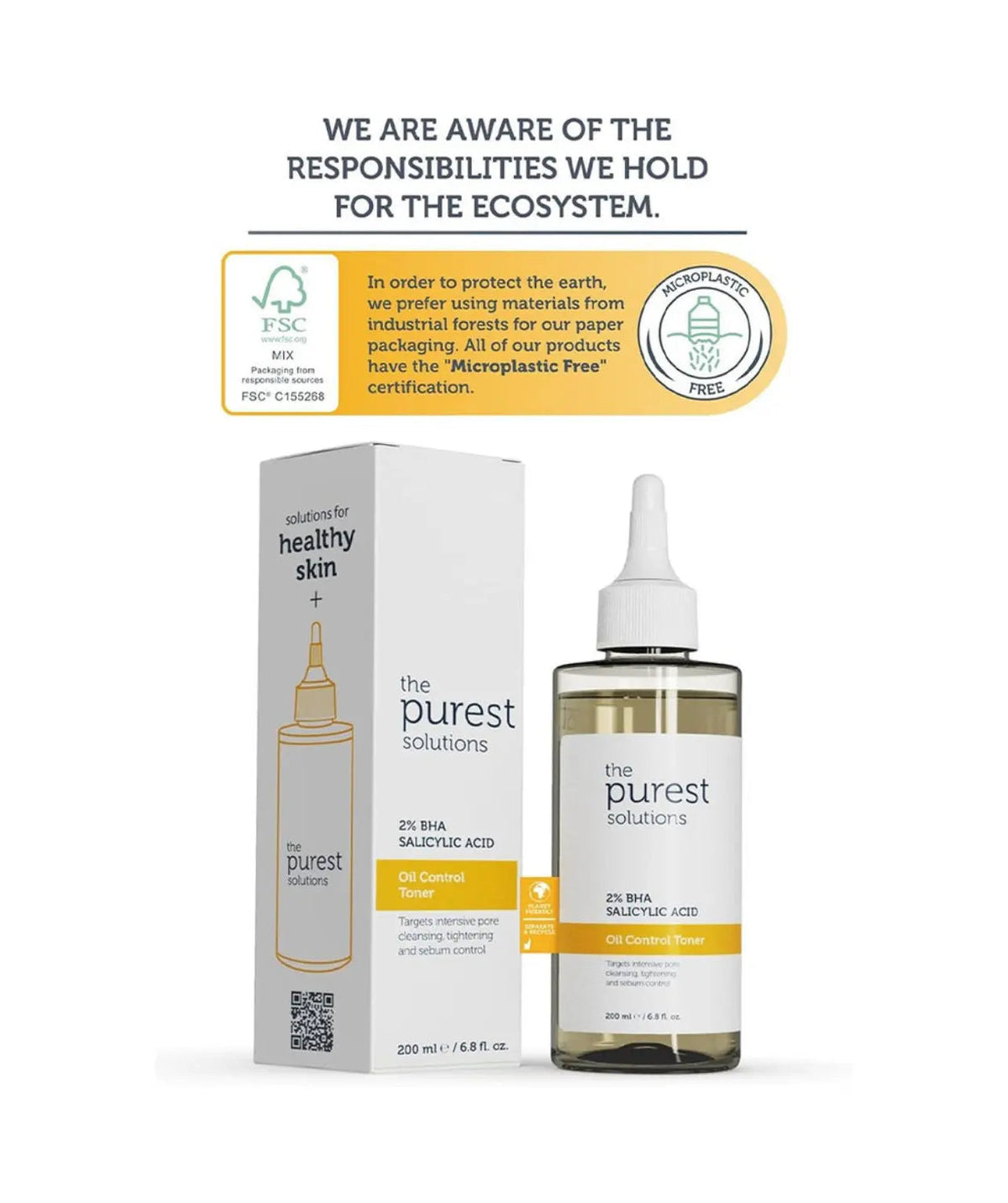 The Purest Solutions 2% BHA Salicylic Acid Oil Control Facial Toner 200ml The Purest Solutions