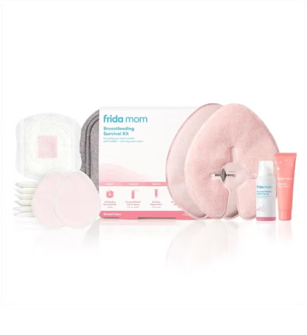 Breastfeeding Survival Kit for Nursing Moms | Reusable Hot+Cold Breast Relief Packs, Hydrogel Nipple Pads, Cracked Nipple Saline Spray, Nipple Balm, Nursing Pads | 13 Piece Gift Set fida mom