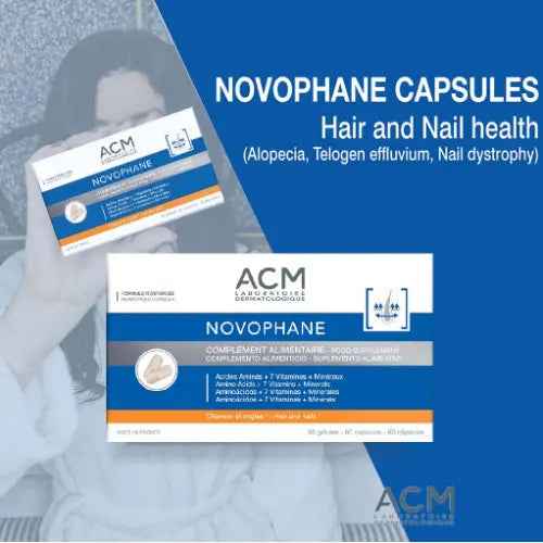 Acm novophane capsules, food supplement for hair & nail growth, pack of 60's