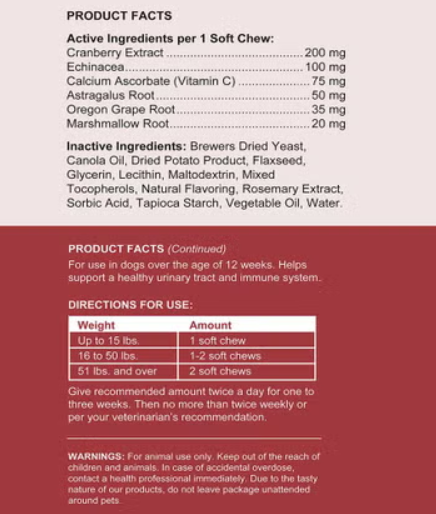 Chew + Heal Cranberry Support Soft Chews For Dogs, Pack of 120's Chew + Heal
