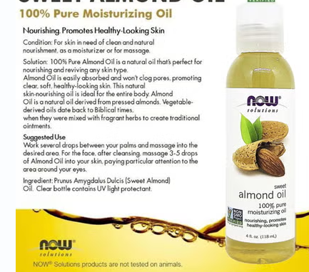 Now Solutions 100% Pure Sweet Almond Moisturizing Oil 118ml NOW