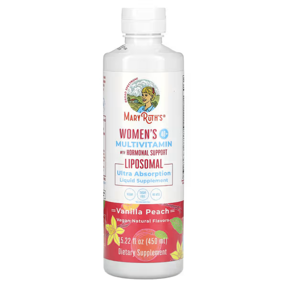 Mary Ruth's Women's 40+ Multivitamin Liposomal, 450 ML, Vanilla Peach, Promotes bone strength and muscle function By Mary Ruth's Organic Mary Ruth's