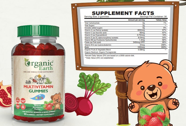 Organic Earth Multivitamin & Mineral Kids Gummies 60s