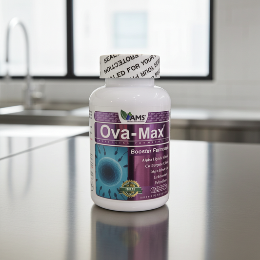 AMS AMS Ova-Max Prenatal Support Vegetable Capsules, Conception And Fertility Supplement, Pack of 120's - Image 1