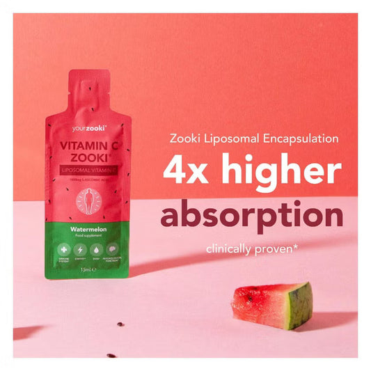 Zooki Liposomal Vitamin C 1000mg Watermelon Flavor Liquid Sachets 15ml, Pack of 14's Zooki