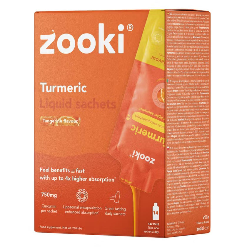 Zooki Liposomal Turmeric 750mg Tangerine Flavor Liquid Sachet 15ml, Pack of 14’s Zooki