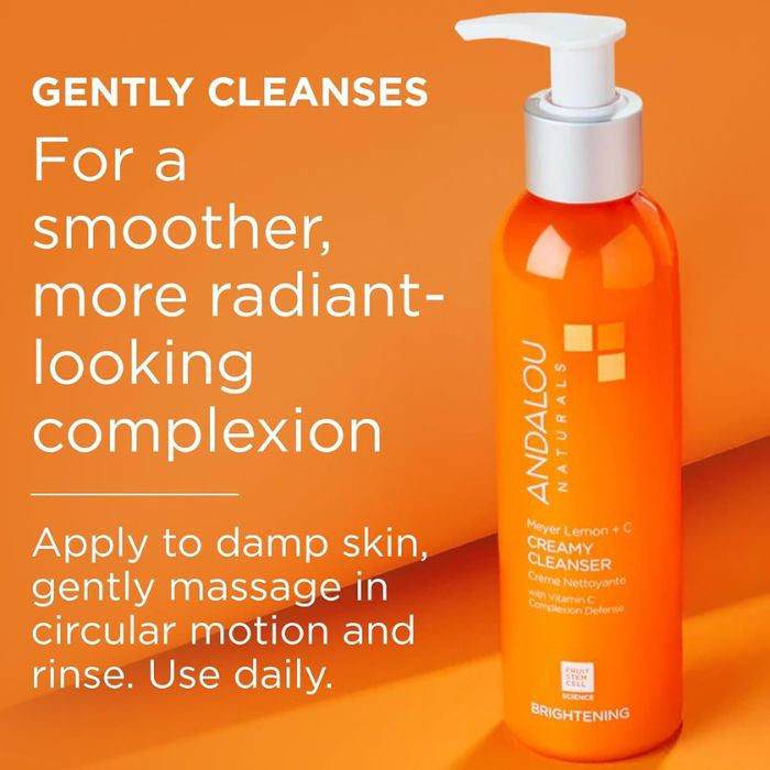 Andalou Naturals Brightening Meyer Lemon + C Creamy Cleanser, Illuminating Face Wash - 178ml Andalou Naturals