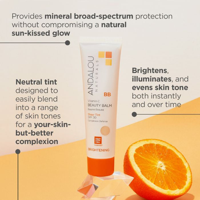 Andalou Naturals Brightening Vitamin C BB Beauty Balm Sheer Tint (SPF30) All-in-One Tinted Moisturizer - 58ml Andalou Naturals