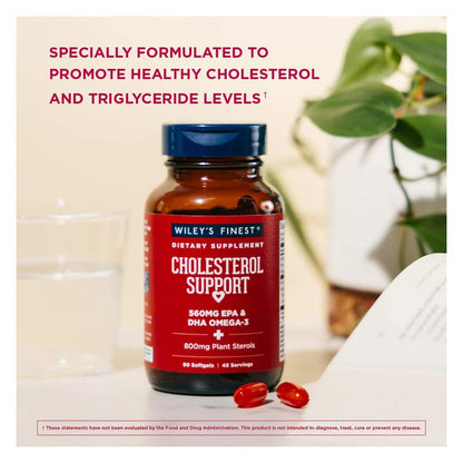 Wiley's Finest Cholesterol Support 560mg Omega 3 Fish Oil Softgels, Pack of 90's